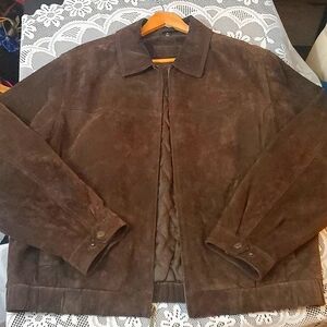 John Ashford, Brown Suede Leather Jacket, Men's Size XL